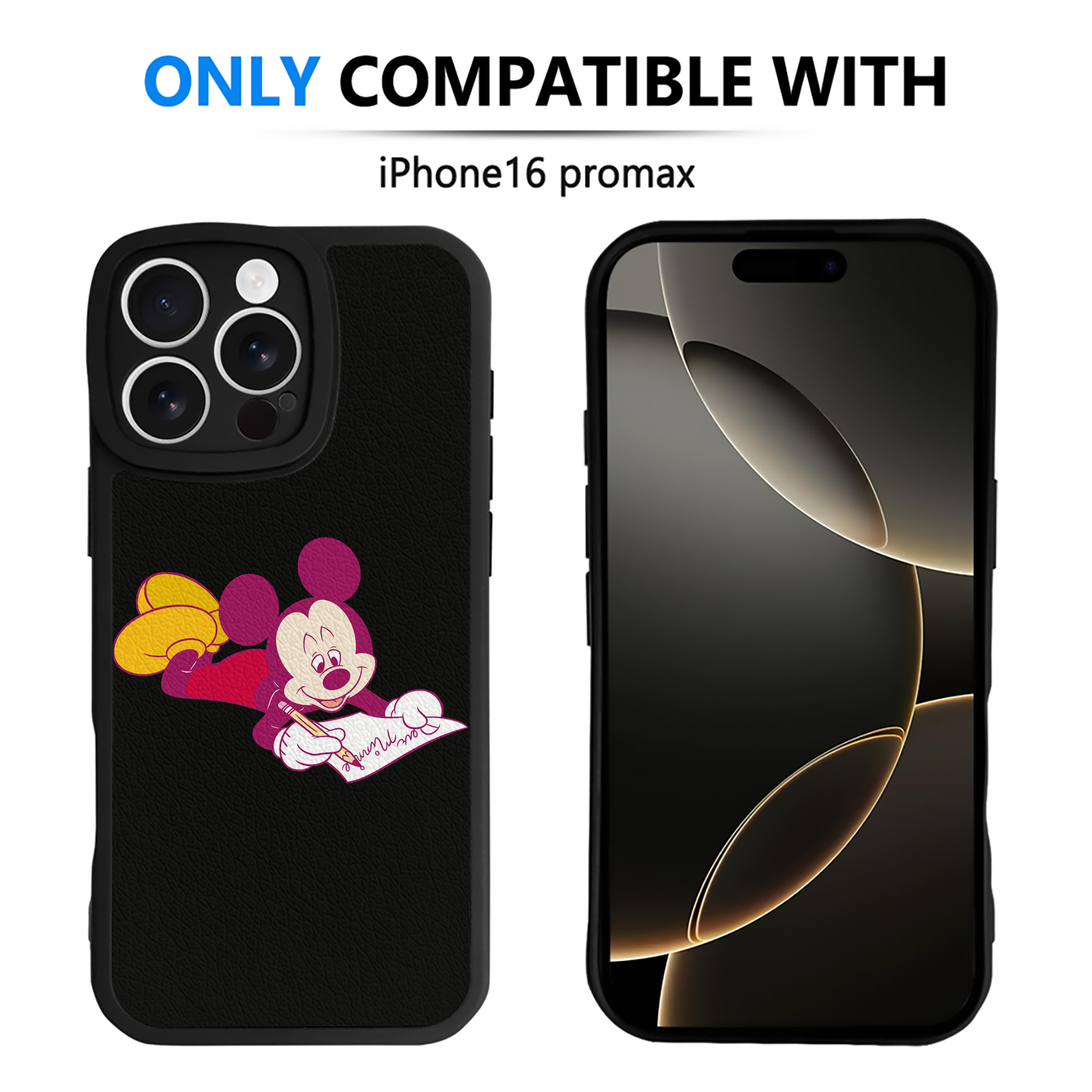 （画像用） ミッキーマウス Mickey Mouse 【iPhone 16シリーズ対応】シリコンスマホケース（レザー調） 材質：シリコン